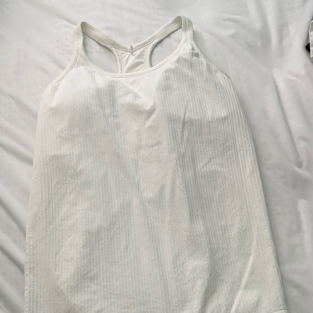 Women’s Ribbed White Workout Top